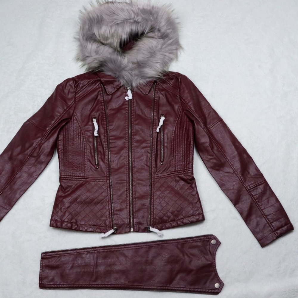 (S) Coalition LA Wine Vegan Leather Jacket - Picture 4 of 7